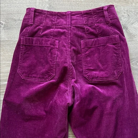 The Colette Wide-Leg Corduroy Pants in Deep Plum - Picture 5 of 6